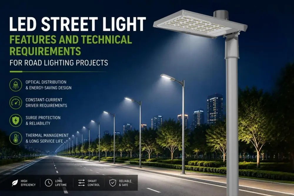 ไฟถนน LED คุณสมบัติและข้อกำหนดด้านเทคนิค